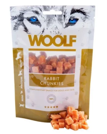 Kornfrie kaningodbidder til hunde – Woolf Rabbit Chunkies
