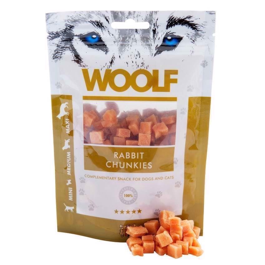 Kornfrie kaningodbidder til hunde – Woolf Rabbit Chunkies