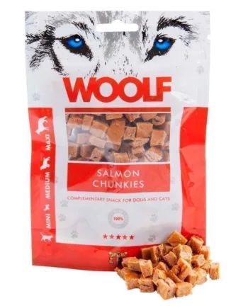 Woolf Lakse Chunkies – Kornfrie Træningsgodbidder til Hunde