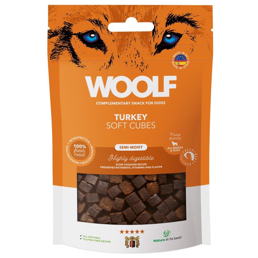 Woolf Bløde Ternekuber med Tyrkiet 100g – Fantastisk Tilbud!