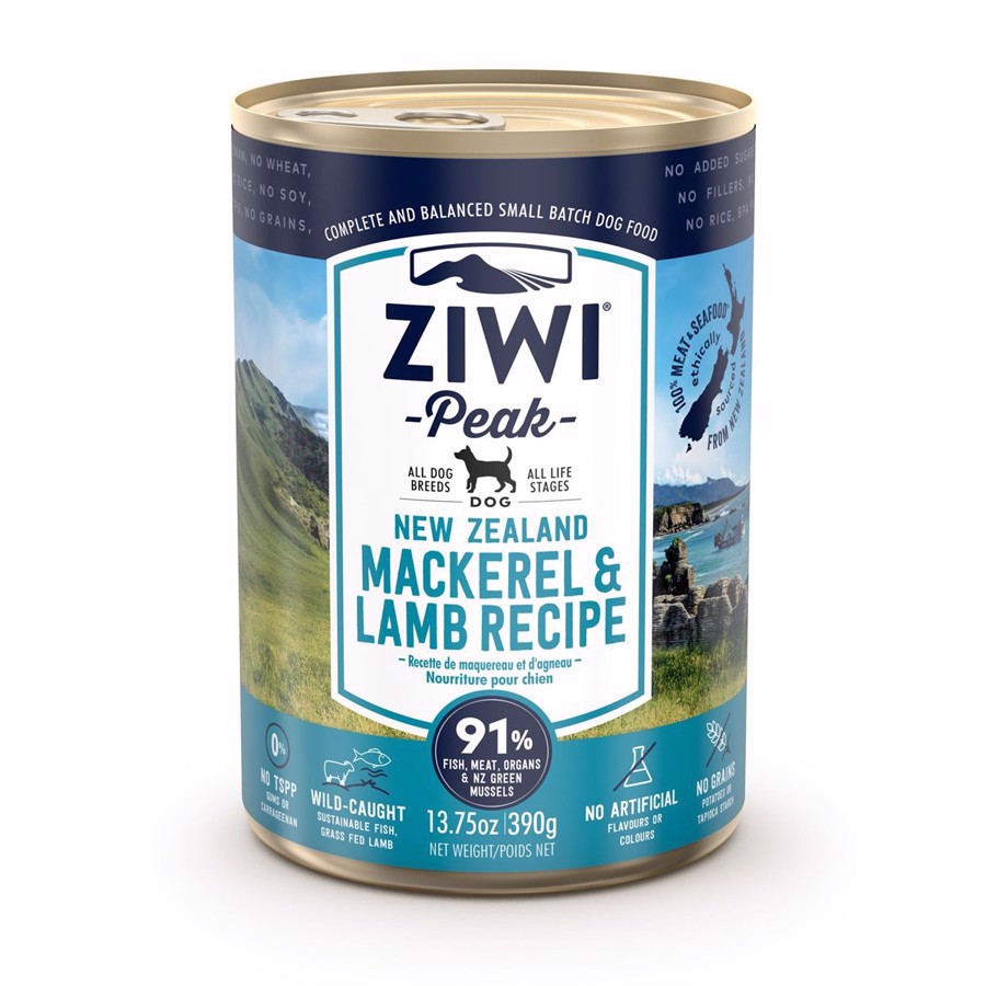 Ziwipeak Premium Hundefoder med Makrel og Lam 390g