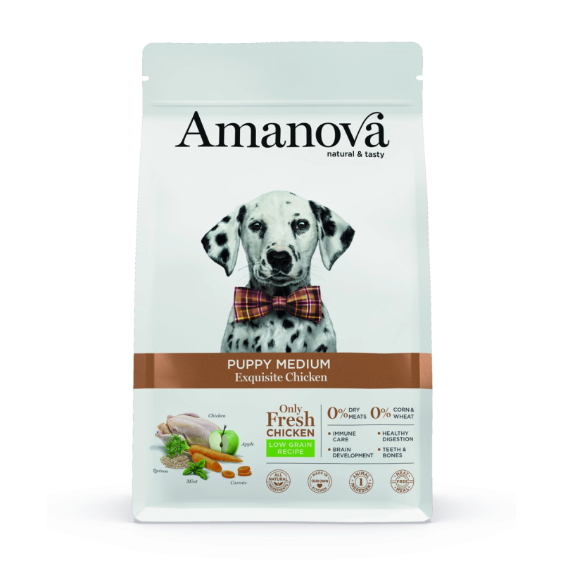 Amanova Kylling Hvalpefoder Til Mellemstore Hunde 12 Kg