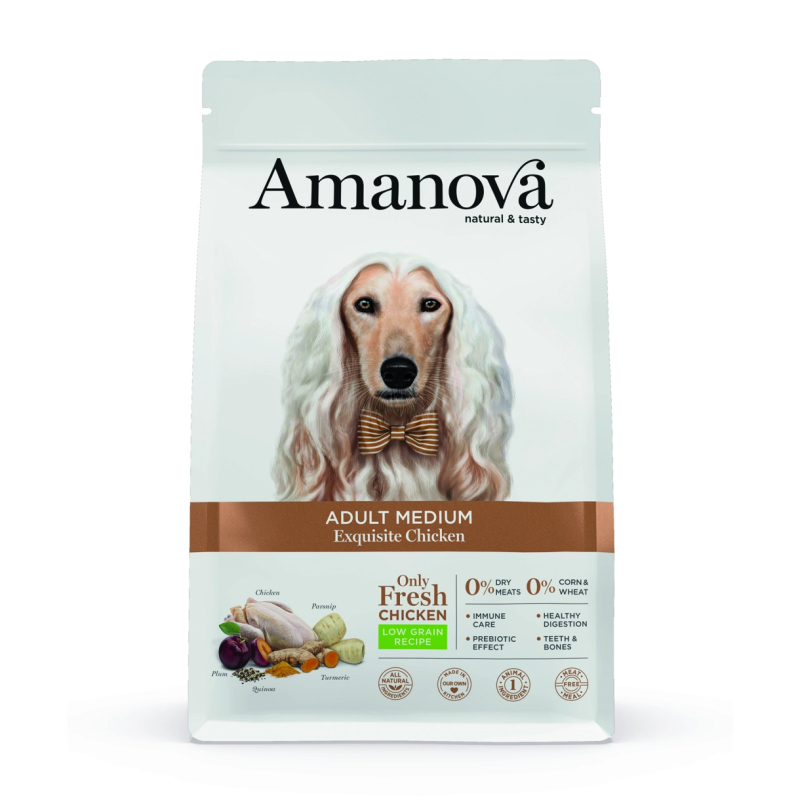 Amanova Kylling Voksen Foder Til Mellemstore Hunde 12 Kg