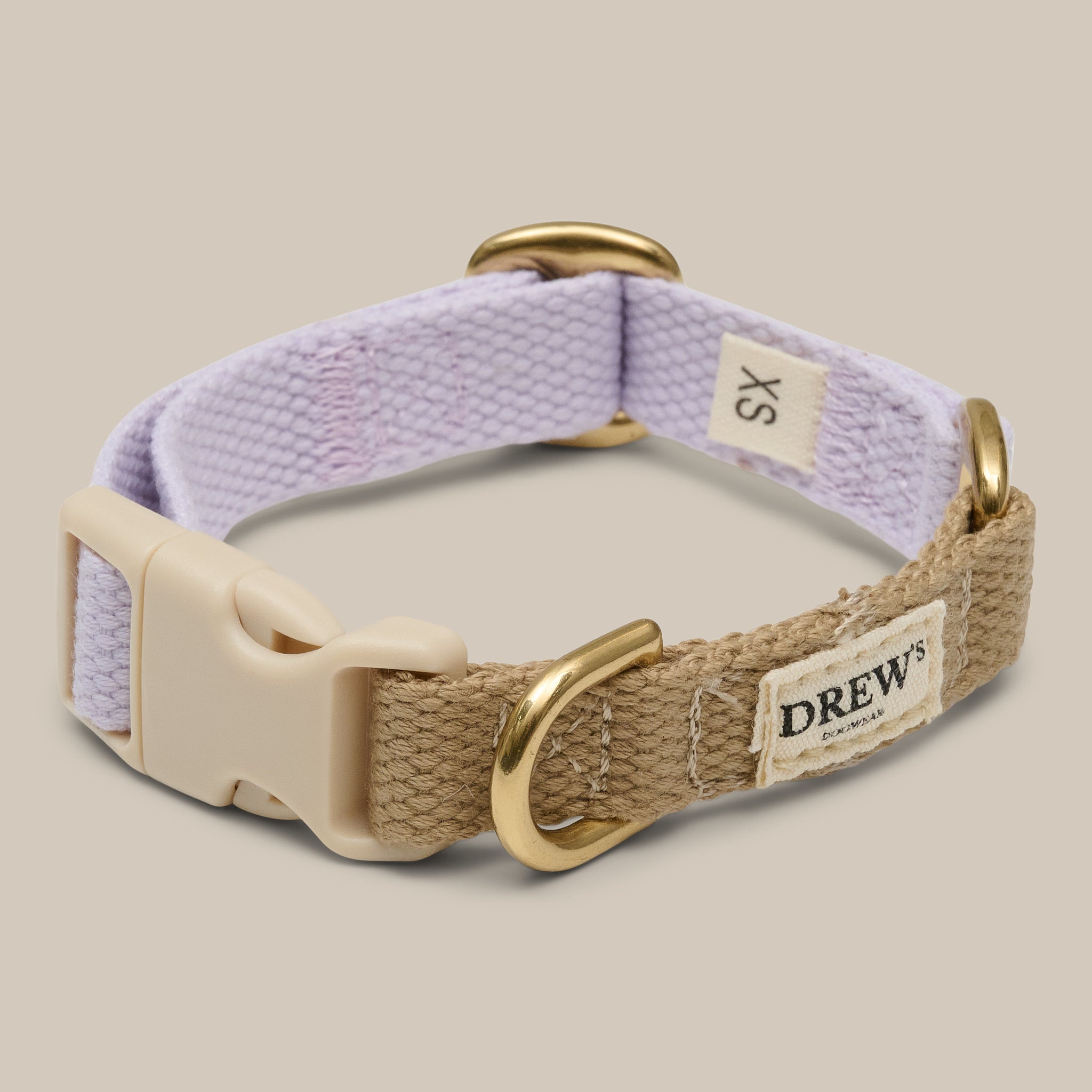 Lavender Blødt Justerbart Halsbånd Beige Lilla Xs