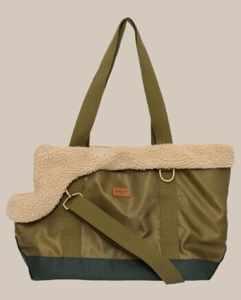 Limited Edition Olive   Sporty Hundetaske Med Blødt Inderfor   Teddy Fleece